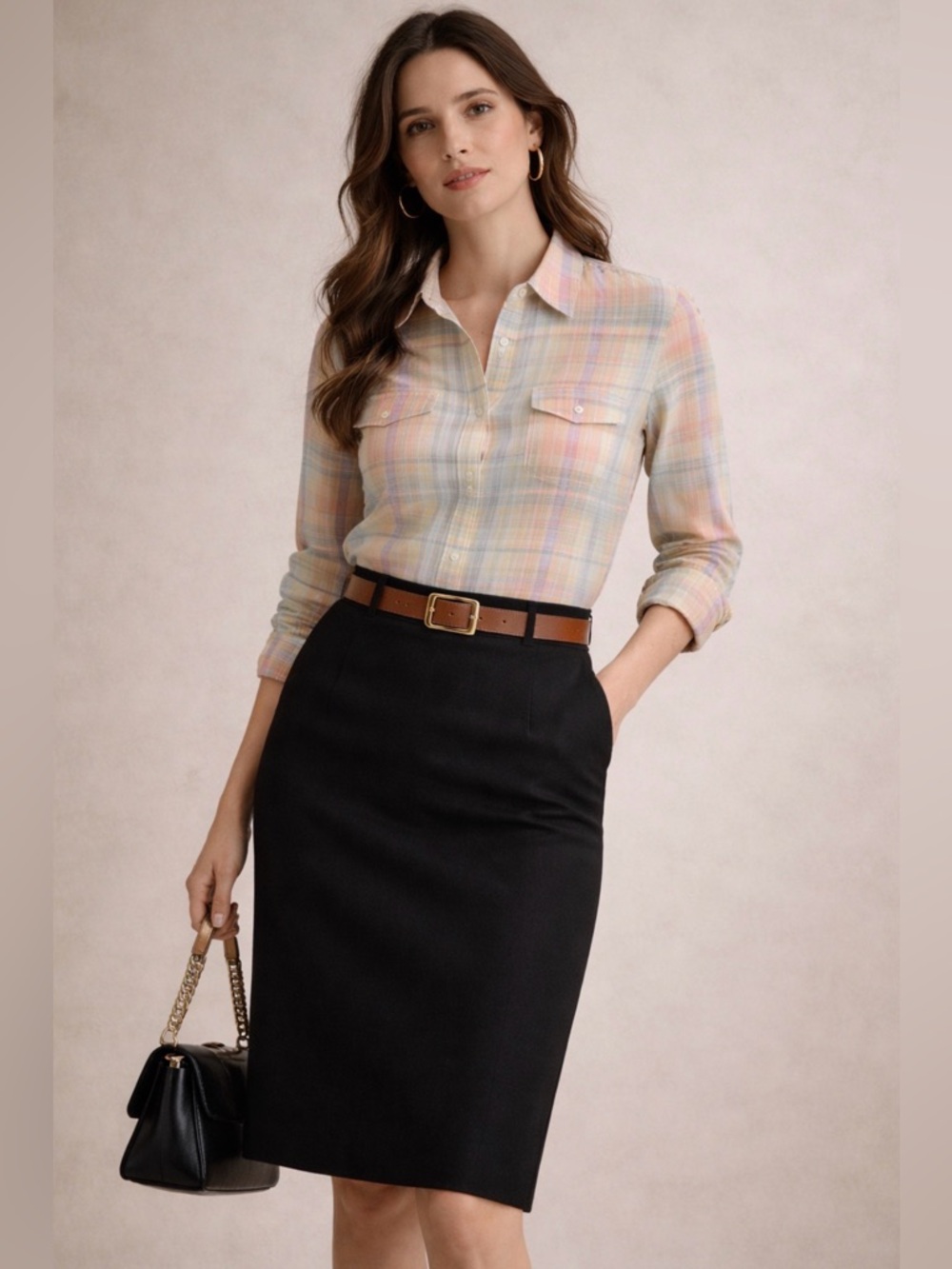 Jones New York Black Pencil Skirt pure virgin wool